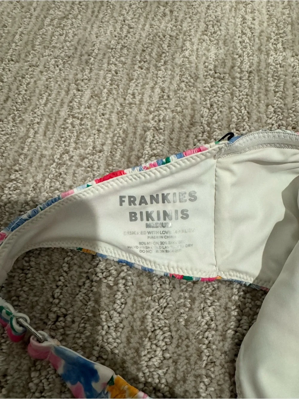 Frankie's Bikinis Multicolor Floral Bandeau Bikini — Pink, Blue, Green, Yellow
